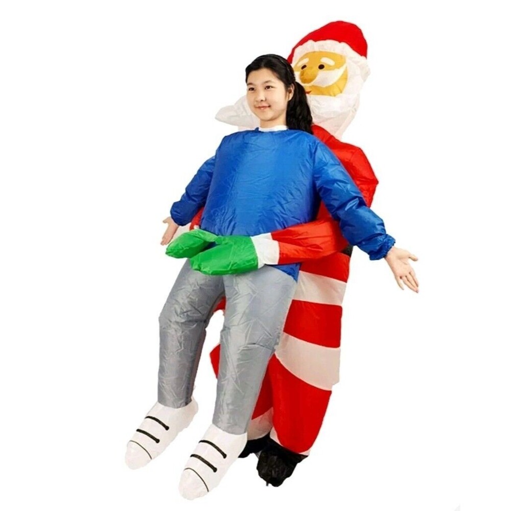 *NEW WITH FLAW* Inflatable Santa Holding Human Costume Adult Size Halloween